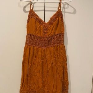 Abercrombie and Fitch Orange Adjustable Spaghetti Crochet Sun dress size L Large